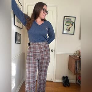 50s Vintage Navy Blue Notre Dame Rayon Knit Sweater